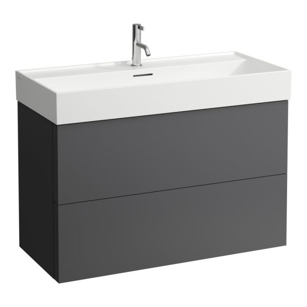 LAUFEN Kartell LAUFEN Skrinka pod umývadlo, s 2 zásuvkami, pre umývadlo H810337, 985x450x600 mm, Bridlica šedá 642, H4076320336421