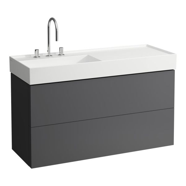 LAUFEN Kartell LAUFEN Skrinka pod umývadlo, s 2 zásuvkami, vrátane zásuvkového organizéra, pre umývadlo H813332, 1180x450x600 mm, Bridlica šedá 642, H4076480336421
