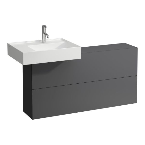 LAUFEN Kartell LAUFEN Skrinka pod umývadlo s dvierkami a dvomi výklopmi, umývadlo vľavo, 1200x270x610 mm, Bridlica šedá 642, H4082910336421