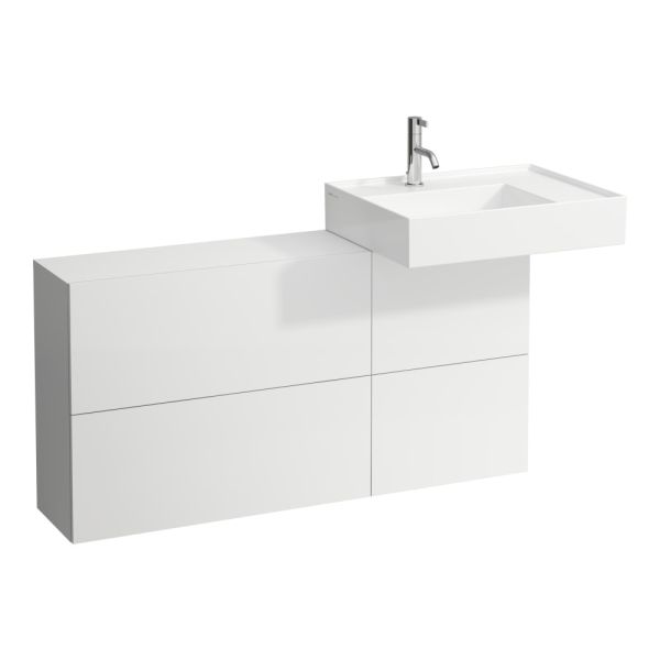 LAUFEN Kartell LAUFEN Skrinka pod umývadlo s dvierkami a dvomi výklopmi, umývadlo vpravo, 1200x270x610 mm, Biela matná 640, H4082920336401