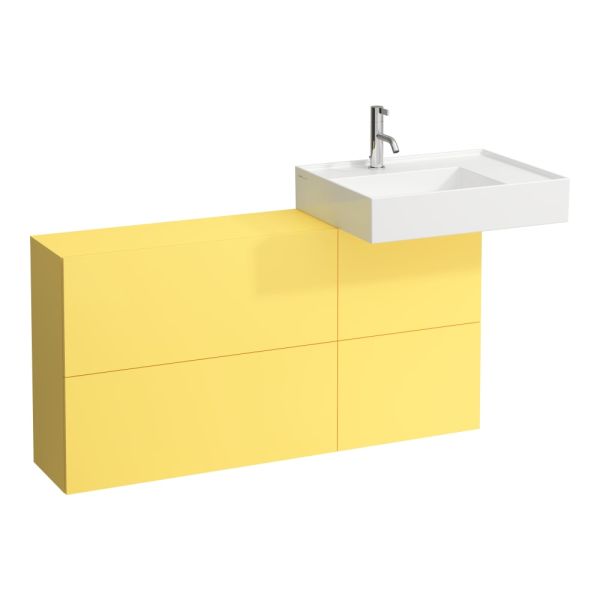 LAUFEN Kartell LAUFEN Skrinka pod umývadlo s dvierkami a dvomi výklopmi, umývadlo vpravo, 1200x270x610 mm, Horčicovo žltá 644, H4082920336441