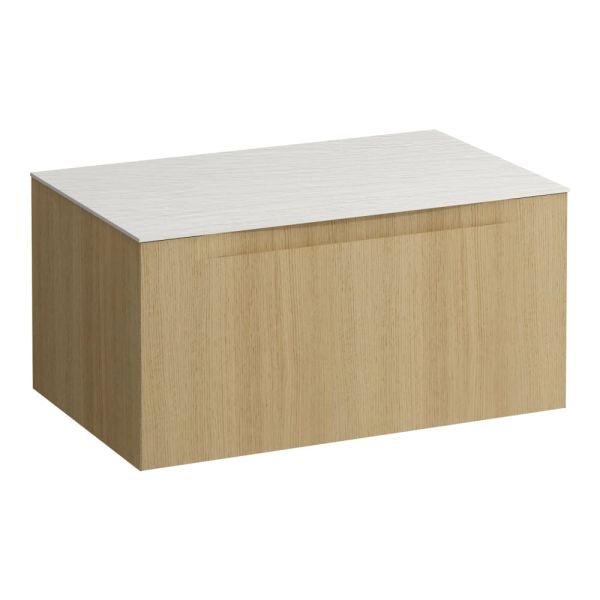 LAUFEN ARUN Zásuvkový element 800, s 1 zásuvkou, bez výrezu, s vrchnou doskou Ardesia Bianca, 805x505x390 mm, Bledý dub 250, H4141001512501