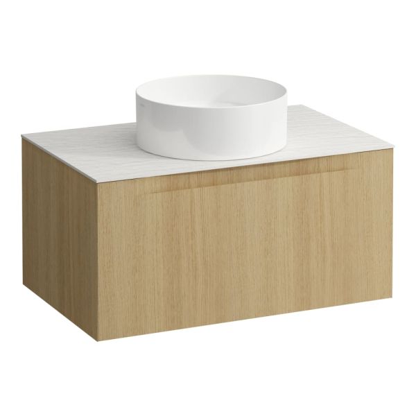 LAUFEN ARUN Zásuvkový element 800, s 1 zásuvkou, s výrezom uprostred, s vrchnou doskou Ardesia Bianca, 805x505x390 mm, Špeciálne farby 990, H4141011519901