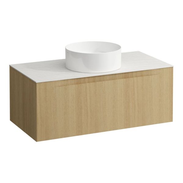 LAUFEN ARUN Zásuvkový element 1000, s 1 zásuvkou, s výrezom uprostred, s vrchnou doskou Ardesia Bianca, 1005x505x390 mm, Špeciálne farby 990, H4141111519901