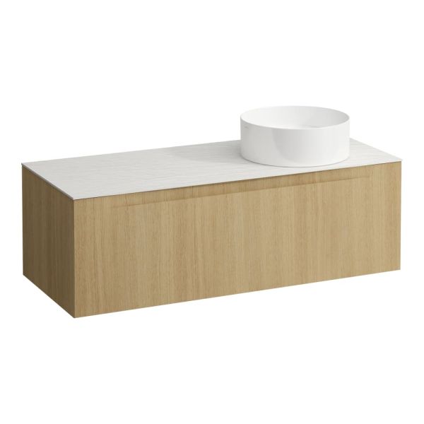 LAUFEN ARUN Zásuvkový element 1200, s 1 zásuvkou, s výrezom vpravo, s vrchnou doskou Ardesia Bianca, 1205x505x390 mm, Špeciálne farby 990, H4141231519901