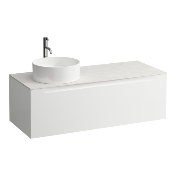 LAUFEN ARUN Zásuvkový element 1200, s 1 zásuvkou, s výrezom vľavo, s vrchnou doskou Ardesia Bianca vr. otvoru pre batériu, 1205x505x390 mm, Multicolour farby 999, H4141261519991