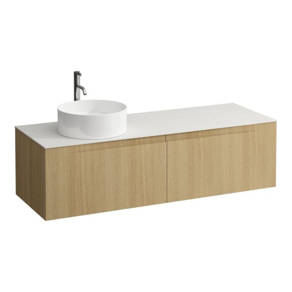 LAUFEN ARUN Zásuvkový element 1400, s 2 zásuvkami, s výrezom vľavo, s vrchnou doskou Ardesia Bianca vr. otvoru pre batériu, 1405x505x390 mm, Špeciálne farby 990, H4141361519901