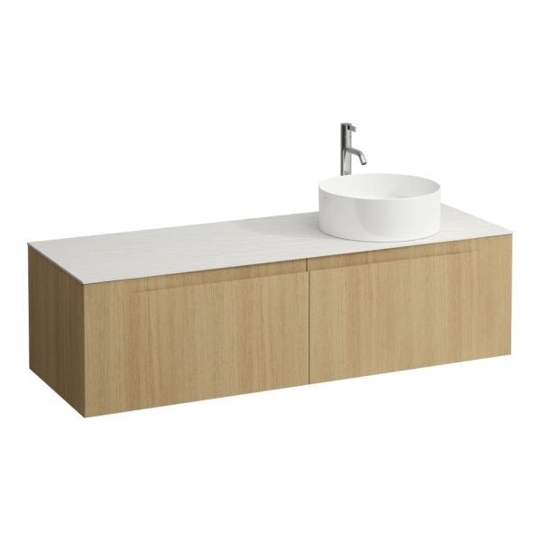 LAUFEN ARUN Zásuvkový element 1400, s 2 zásuvkami, s výrezom vpravo, s vrchnou doskou Ardesia Bianca vr. otvoru pre batériu, 1405x505x390 mm, Špeciálne farby 990, H4141371519901