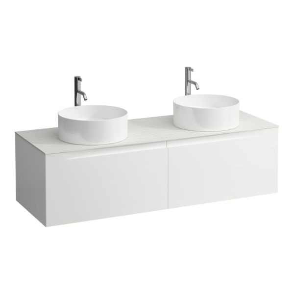 LAUFEN ARUN Zásuvkový element 1400, s 2 zásuvkami, s výrezom vľavo a vpravo, s vrchnou doskou Ardesia Bianca vr. otvoru pre batériu, 1405x505x390 mm, Multicolour farby 999, H4141391519991