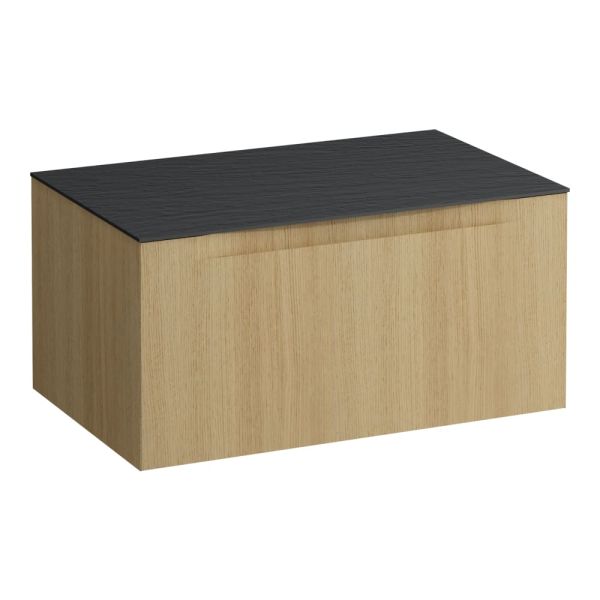 LAUFEN ARUN Zásuvkový element 800, s 1 zásuvkou, bez výrezu, s vrchnou doskou Ardesia Nera, 805x505x390 mm, Bledý dub 250, H4151001512501