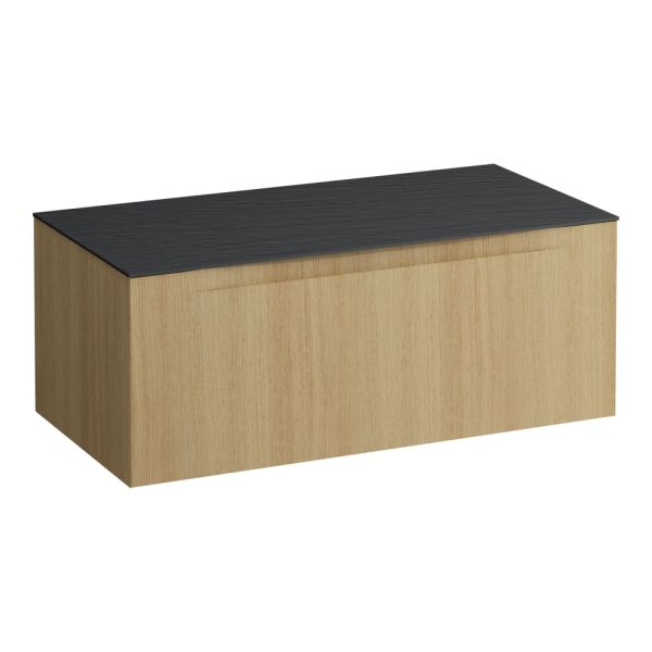 LAUFEN ARUN Zásuvkový element 1000, s 1 zásuvkou, bez výrezu, s vrchnou doskou Ardesia Nera, 1005x505x390 mm, Bledý dub 250, H4151101512501