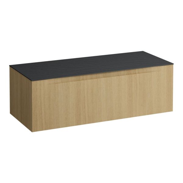 LAUFEN ARUN Zásuvkový element 1200, s 1 zásuvkou, bez výrezu, s vrchnou doskou Ardesia Nera, 1205x505x390 mm, Bledý dub 250, H4151201512501