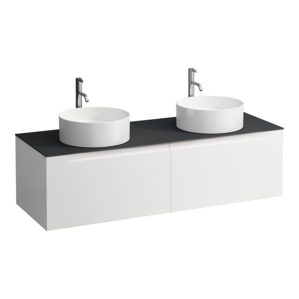 LAUFEN ARUN Zásuvkový element 1400, s 2 zásuvkami, s výrezom vľavo a vpravo, s vrchnou doskou Ardesia Nera vr. otvoru pre batériu, 1405x505x390 mm, Multicolour farby 999, H4151391519991