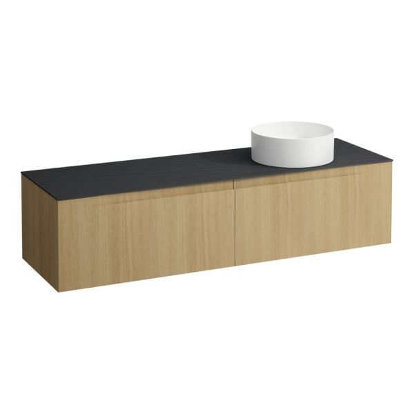 LAUFEN ARUN Zásuvkový element 1600, s 2 zásuvkami, s výrezom vpravo, s vrchnou doskou Ardesia Nera, 1605x505x390 mm, Špeciálne farby 990, H4151431519901