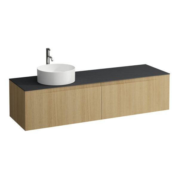 LAUFEN ARUN Zásuvkový element 1600, s 2 zásuvkami, s výrezom vľavo, s vrchnou doskou Ardesia Nera vr. otvoru pre batériu, 1605x505x390 mm, Špeciálne farby 990, H4151461519901