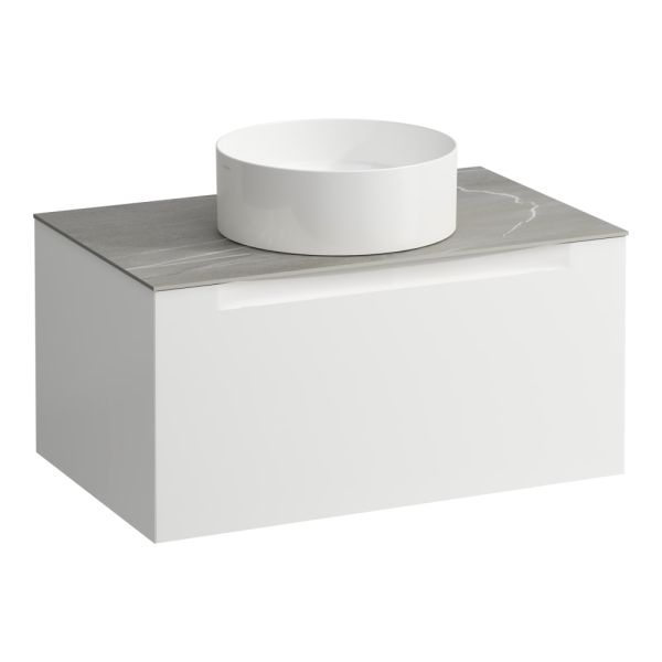 LAUFEN ARUN Zásuvkový element 800, s 1 zásuvkou, s výrezom uprostred, s vrchnou doskou Piasentina Grigio, 805x505x390 mm, Multicolour farby 999, H4161011519991