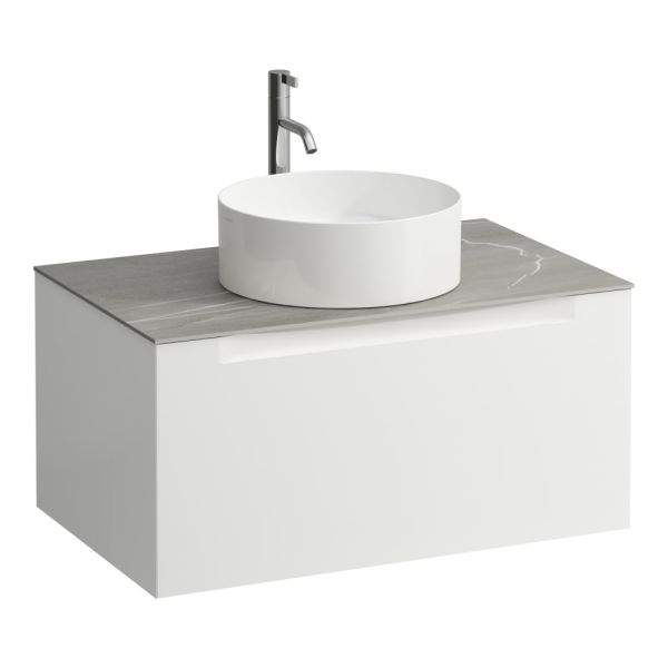 LAUFEN ARUN Zásuvkový element 800, s 1 zásuvkou, s výrezom uprostred, s vrchnou doskou Piasentina Grigio vr. otvoru pre batériu, 805x505x390 mm, Multicolour farby 999, H4161051519991