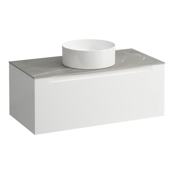 LAUFEN ARUN Zásuvkový element 1000, s 1 zásuvkou, s výrezom uprostred, s vrchnou doskou Piasentina Grigio, 1005x505x390 mm, Multicolour farby 999, H4161111519991