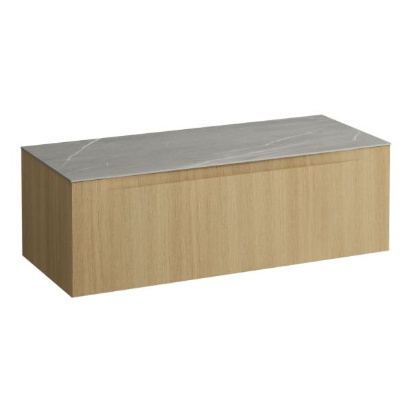 LAUFEN ARUN Zásuvkový element 1200, s 1 zásuvkou, bez výrezu, s vrchnou doskou Piasentina Grigio, 1205x505x390 mm, Špeciálne farby 990, H4161201519901