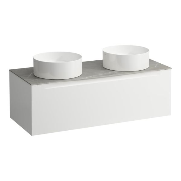 LAUFEN ARUN Zásuvkový element 1200, s 1 zásuvkou, s výrezom vľavo a vpravo, s vrchnou doskou Piasentina Grigio, 1205x505x390 mm, Multicolour farby 999, H4161241519991