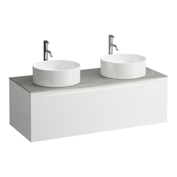 LAUFEN ARUN Zásuvkový element 1200, s 1 zásuvkou, s výrezom vľavo a vpravo, s vrchnou doskou Piasentina Grigio vr. otvoru pre batériu, 1205x505x390 mm, Multicolour farby 999, H4161291519991