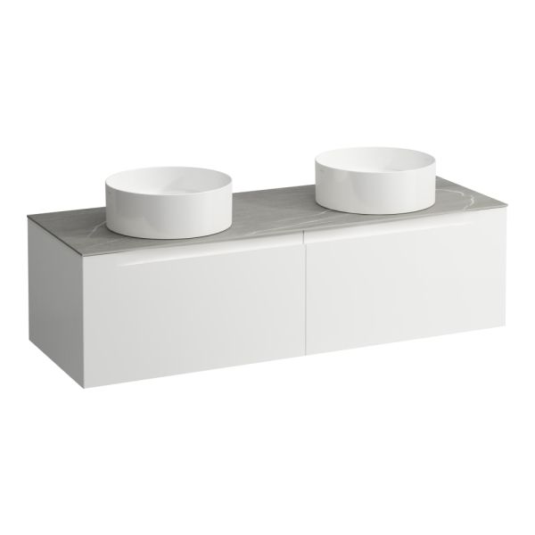 LAUFEN ARUN Zásuvkový element 1400, s 2 zásuvkami, s výrezom vľavo a vpravo, s vrchnou doskou Piasentina Grigio, 1405x505x390 mm, Multicolour farby 999, H4161341519991