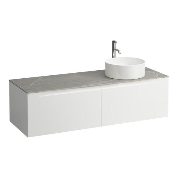 LAUFEN ARUN Zásuvkový element 1400, s 2 zásuvkami, s výrezom vpravo, s vrchnou doskou Piasentina Grigio vr. otvoru pre batériu, 1405x505x390 mm, Multicolour farby 999, H4161371519991