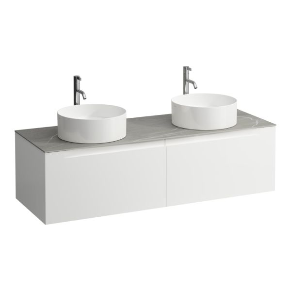 LAUFEN ARUN Zásuvkový element 1400, s 2 zásuvkami, s výrezom vľavo a vpravo, s vrchnou doskou Piasentina Grigio vr. otvoru pre batériu, 1405x505x390 mm, Multicolour farby 999, H4161391519991