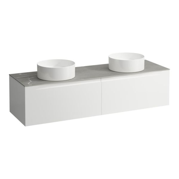 LAUFEN ARUN Zásuvkový element 1600, s 2 zásuvkami, s výrezom vľavo a vpravo, s vrchnou doskou Piasentina Grigio, 1605x505x390 mm, Multicolour farby 999, H4161441519991