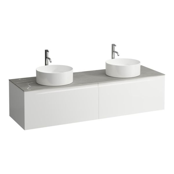 LAUFEN ARUN Zásuvkový element 1600, s 2 zásuvkami, s výrezom vľavo a vpravo, s vrchnou doskou Piasentina Grigio vr. otvoru pre batériu, 1605x505x390 mm, Multicolour farby 999, H4161491519991