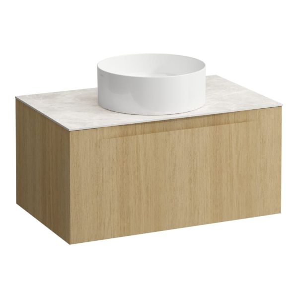 LAUFEN ARUN Zásuvkový element 800, s 1 zásuvkou, s výrezom uprostred, s vrchnou doskou Botticino Crema, 805x505x390 mm, Špeciálne farby 990, H4171011519901