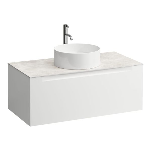 LAUFEN ARUN Zásuvkový element 1000, s 1 zásuvkou, s výrezom uprostred, s vrchnou doskou Botticino Crema vr. otvoru pre batériu, 1005x505x390 mm, Multicolour farby 999, H4171151519991