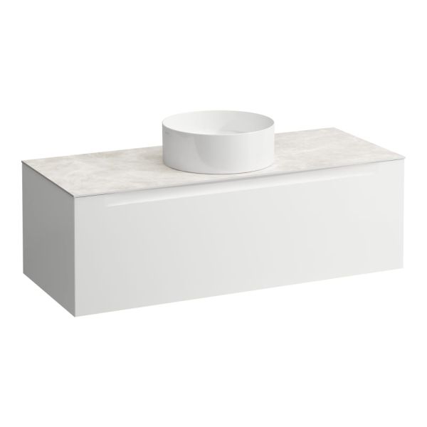 LAUFEN ARUN Zásuvkový element 1200, s 1 zásuvkou, s výrezom uprostred, s vrchnou doskou Botticino Crema, 1205x505x390 mm, Multicolour farby 999, H4171211519991