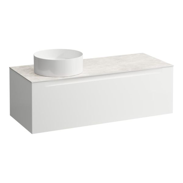 LAUFEN ARUN Zásuvkový element 1200, s 1 zásuvkou, s výrezom vľavo, s vrchnou doskou Botticino Crema, 1205x505x390 mm, Multicolour farby 999, H4171221519991