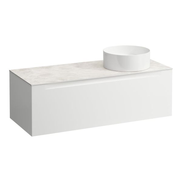 LAUFEN ARUN Zásuvkový element 1200, s 1 zásuvkou, s výrezom vpravo, s vrchnou doskou Botticino Crema, 1205x505x390 mm, Multicolour farby 999, H4171231519991