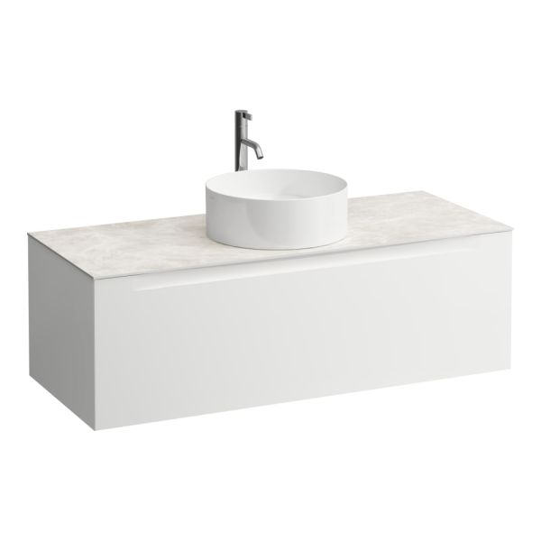 LAUFEN ARUN Zásuvkový element 1200, s 1 zásuvkou, s výrezom uprostred, s vrchnou doskou Botticino Crema vr. otvoru pre batériu, 1205x505x390 mm, Multicolour farby 999, H4171251519991