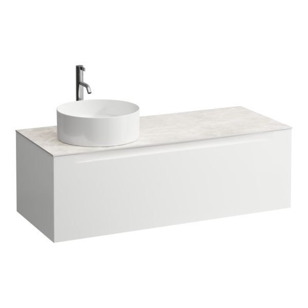 LAUFEN ARUN Zásuvkový element 1200, s 1 zásuvkou, s výrezom vľavo, s vrchnou doskou Botticino Crema vr. otvoru pre batériu, 1205x505x390 mm, Multicolour farby 999, H4171261519991