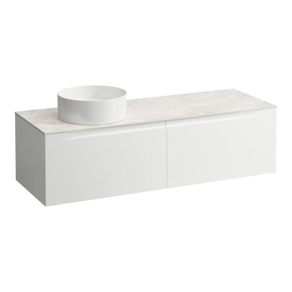 LAUFEN ARUN Zásuvkový element 1400, s 2 zásuvkami, s výrezom vľavo, s vrchnou doskou Botticino Crema, 1405x505x390 mm, Multicolour farby 999, H4171321519991