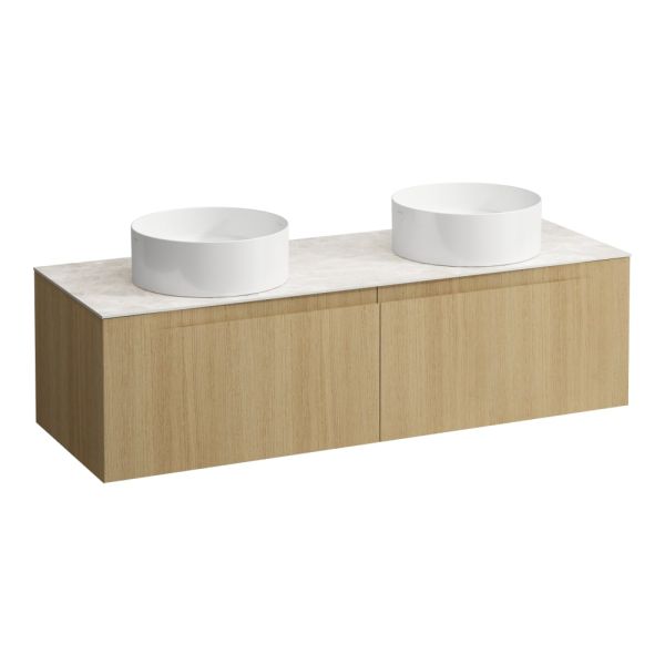 LAUFEN ARUN Zásuvkový element 1400, s 2 zásuvkami, s výrezom vľavo a vpravo, s vrchnou doskou Botticino Crema, 1405x505x390 mm, Špeciálne farby 990, H4171341519901