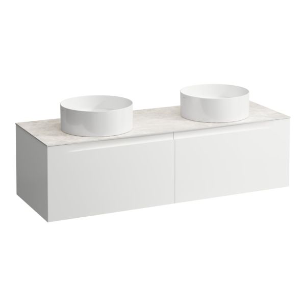 LAUFEN ARUN Zásuvkový element 1400, s 2 zásuvkami, s výrezom vľavo a vpravo, s vrchnou doskou Botticino Crema, 1405x505x390 mm, Multicolour farby 999, H4171341519991