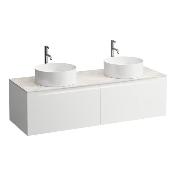 LAUFEN ARUN Zásuvkový element 1400, s 2 zásuvkami, s výrezom vľavo a vpravo, s vrchnou doskou Botticino Crema vr. otvoru pre batériu, 1405x505x390 mm, Multicolour farby 999, H4171391519991