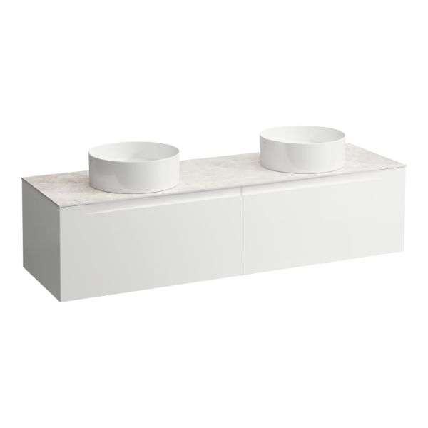 LAUFEN ARUN Zásuvkový element 1600, s 2 zásuvkami, s výrezom vľavo a vpravo, s vrchnou doskou Botticino Crema, 1605x505x390 mm, Multicolour farby 999, H4171441519991