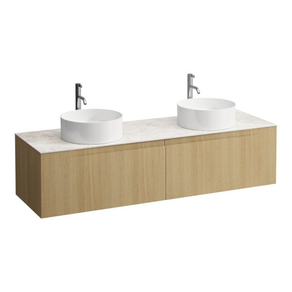 LAUFEN ARUN Zásuvkový element 1600, s 2 zásuvkami, s výrezom vľavo a vpravo, so sklenenou vrchnou doskou vr. otvoru pre batériu, 1605x505x390 mm, Špeciálne farby 990, H4171491519901