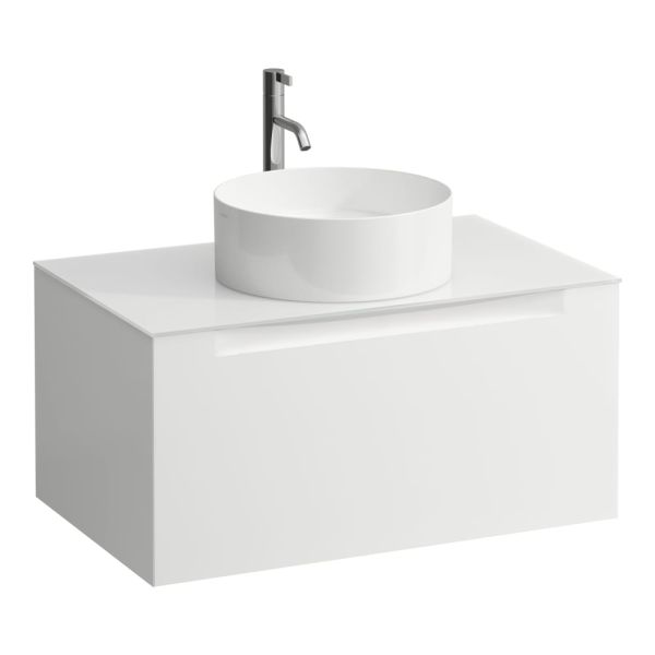 LAUFEN ARUN Zásuvkový element 800, s 1 zásuvkou, s výrezom uprostred, so sklenenou vrchnou doskou vr. otvoru pre batériu, 805x505x390 mm, Multicolour farby 999, H4181051519991