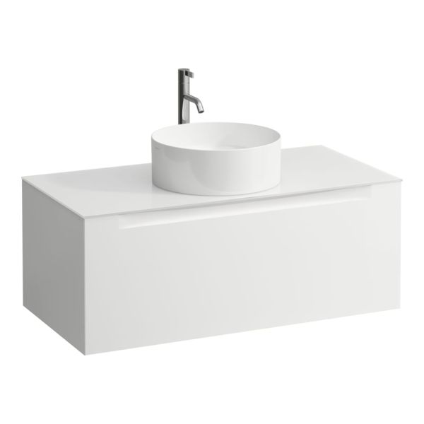 LAUFEN ARUN Zásuvkový element 1000, s 1 zásuvkou, s výrezom uprostred, so sklenenou vrchnou doskou vr. otvoru pre batériu, 1005x505x390 mm, Multicolour farby 999, H4181151519991