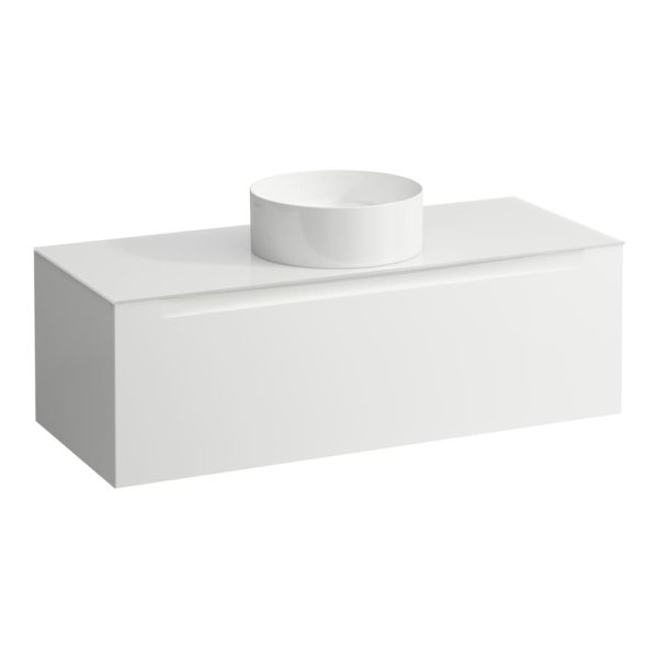 LAUFEN ARUN Zásuvkový element 1200, s 1 zásuvkou, s výrezom uprostred, so sklenenou vrchnou doskou, 1205x505x390 mm, Multicolour farby 999, H4181211519991