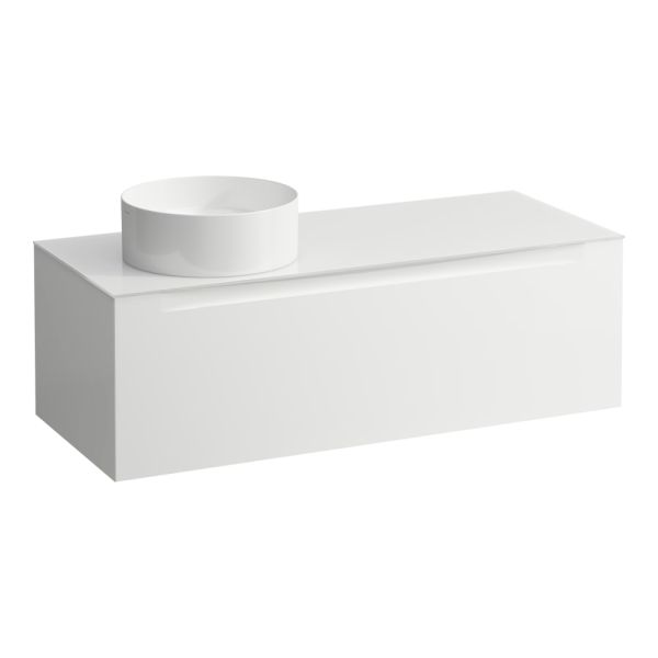 LAUFEN ARUN Zásuvkový element 1200, s 1 zásuvkou, s výrezom vľavo, so sklenenou vrchnou doskou, 1205x505x390 mm, Multicolour farby 999, H4181221519991