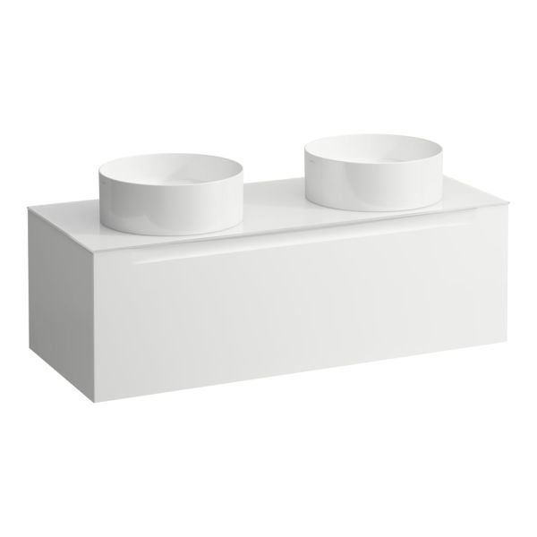 LAUFEN ARUN Zásuvkový element 1200, s 1 zásuvkou, s výrezom vľavo a vpravo, so sklenenou vrchnou doskou, 1205x505x390 mm, Multicolour farby 999, H4181241519991