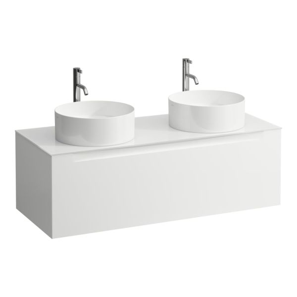 LAUFEN ARUN Zásuvkový element 1200, s 1 zásuvkou, s výrezom vľavo a vpravo, so sklenenou vrchnou doskou vr. otvoru pre batériu, 1205x505x390 mm, Multicolour farby 999, H4181291519991