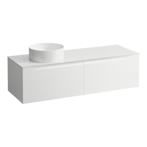 LAUFEN ARUN Zásuvkový element 1400, s 2 zásuvkami, s výrezom vľavo, so sklenenou vrchnou doskou, 1405x505x390 mm, Multicolour farby 999, H4181321519991